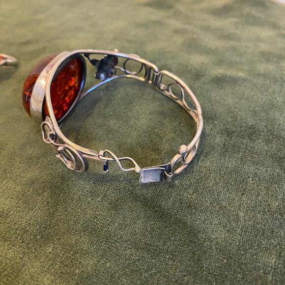 Amber and Sterling silver bracelet and ring - Picture 6 of 8